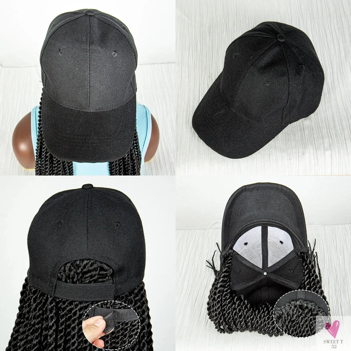 Synthetic Twist Braid Extensions with Baseball Cap. Machine Made Braided Hair Extensions, Passion Twists Sweet T 52