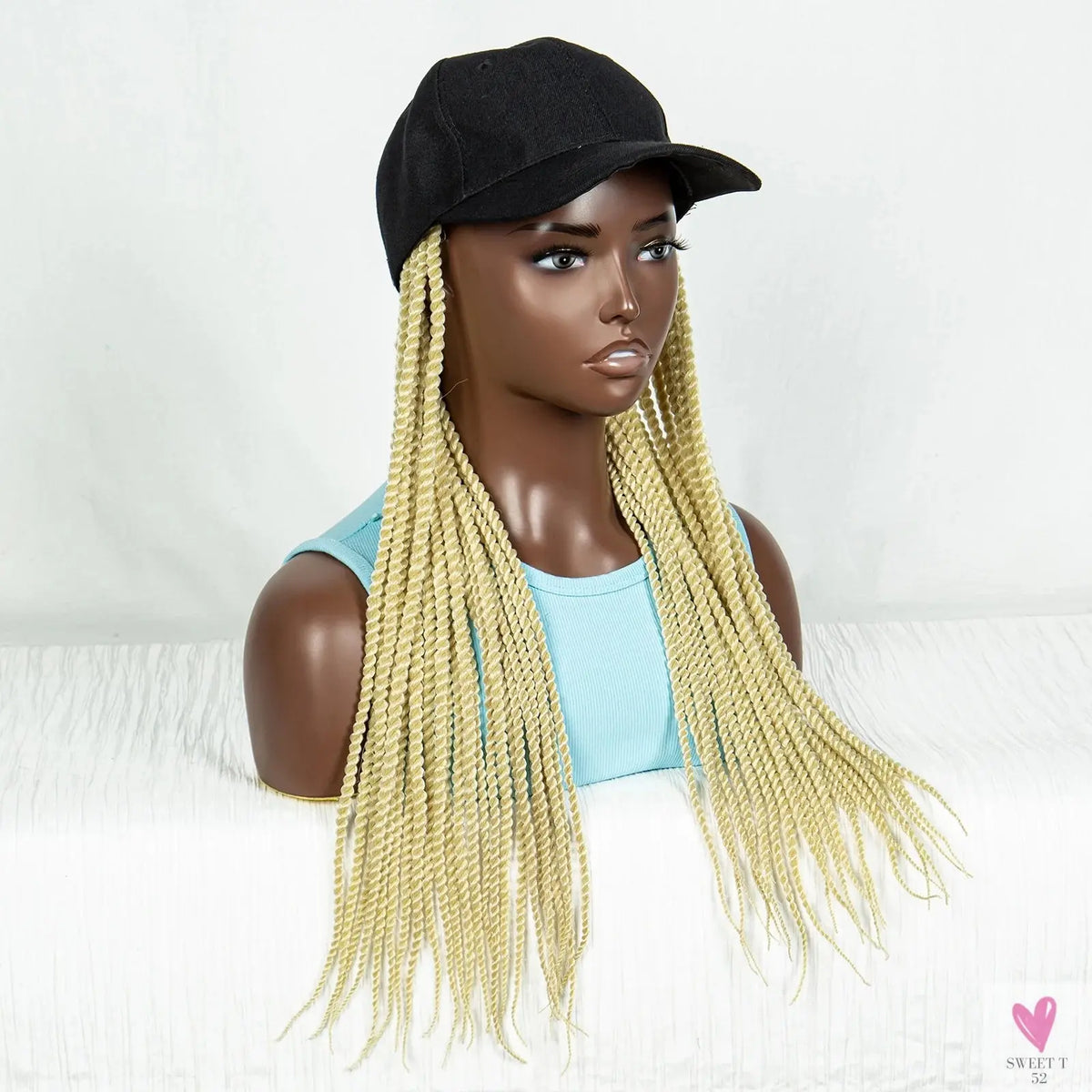 Synthetic Twist Braid Extensions with Baseball Cap. Machine Made Braided Hair Extensions, Passion Twists Sweet T 52