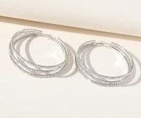 Layered C-Shaped Triple Circle Earrings