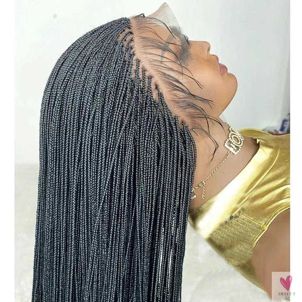 Twist Braided Wigs, Knotless Synthetic Lace Front Wigs, 28'' Long Straight Hair for Women & Girls. Heat Resistant Sweet T 52