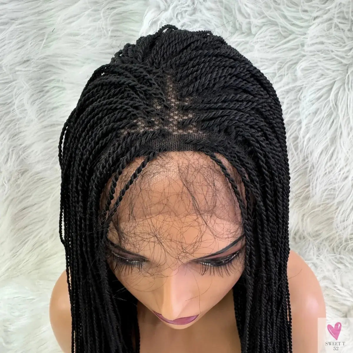 Twist Braided Wigs, Knotless Synthetic Lace Front Wigs, 28'' Long Straight Hair for Women & Girls. Heat Resistant Sweet T 52