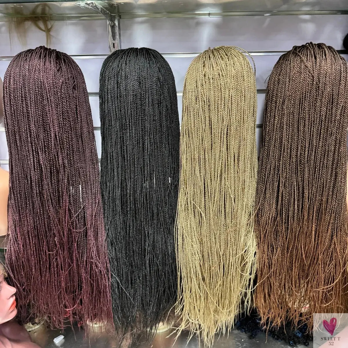 Twist Braided Wigs, Knotless Synthetic Lace Front Wigs, 28'' Long Straight Hair for Women & Girls. Heat Resistant Sweet T 52