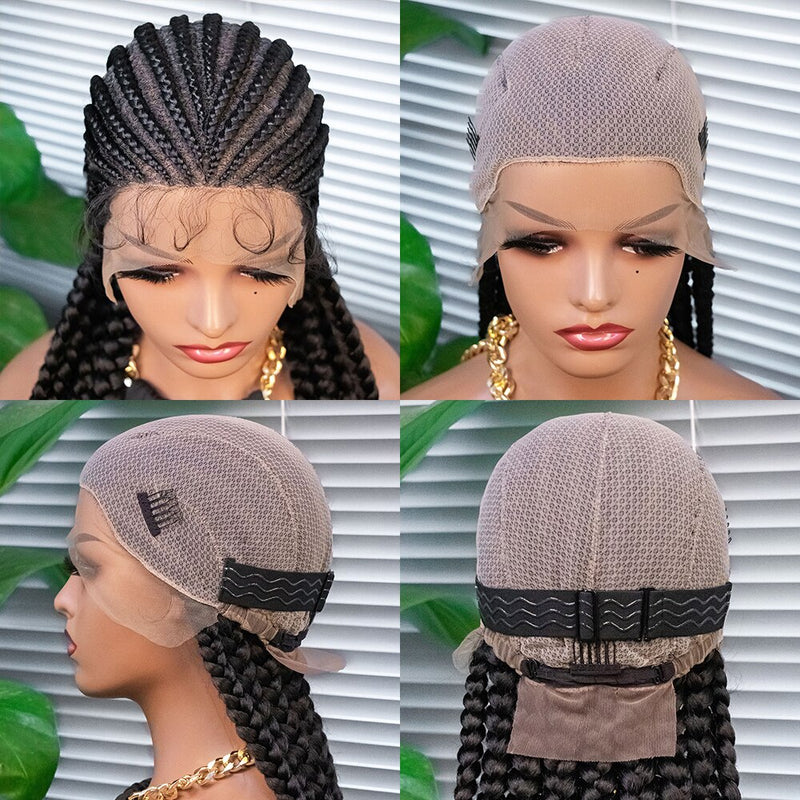 Braided Wigs - Cornrow Box Braided Wigs With Baby Hair For Women and Girls - Synthetic Front Lace Braided Wigs