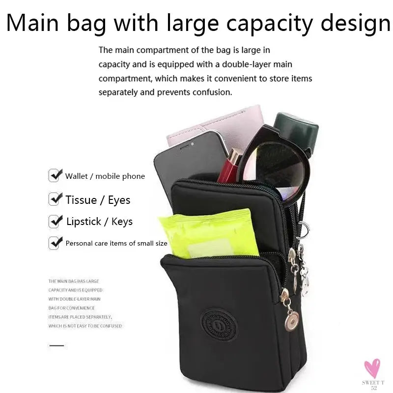 Unisex men and women's compatible mobile phone, versatile mini single-shoulder crossbody bag, sports arm bag Sweet T 52