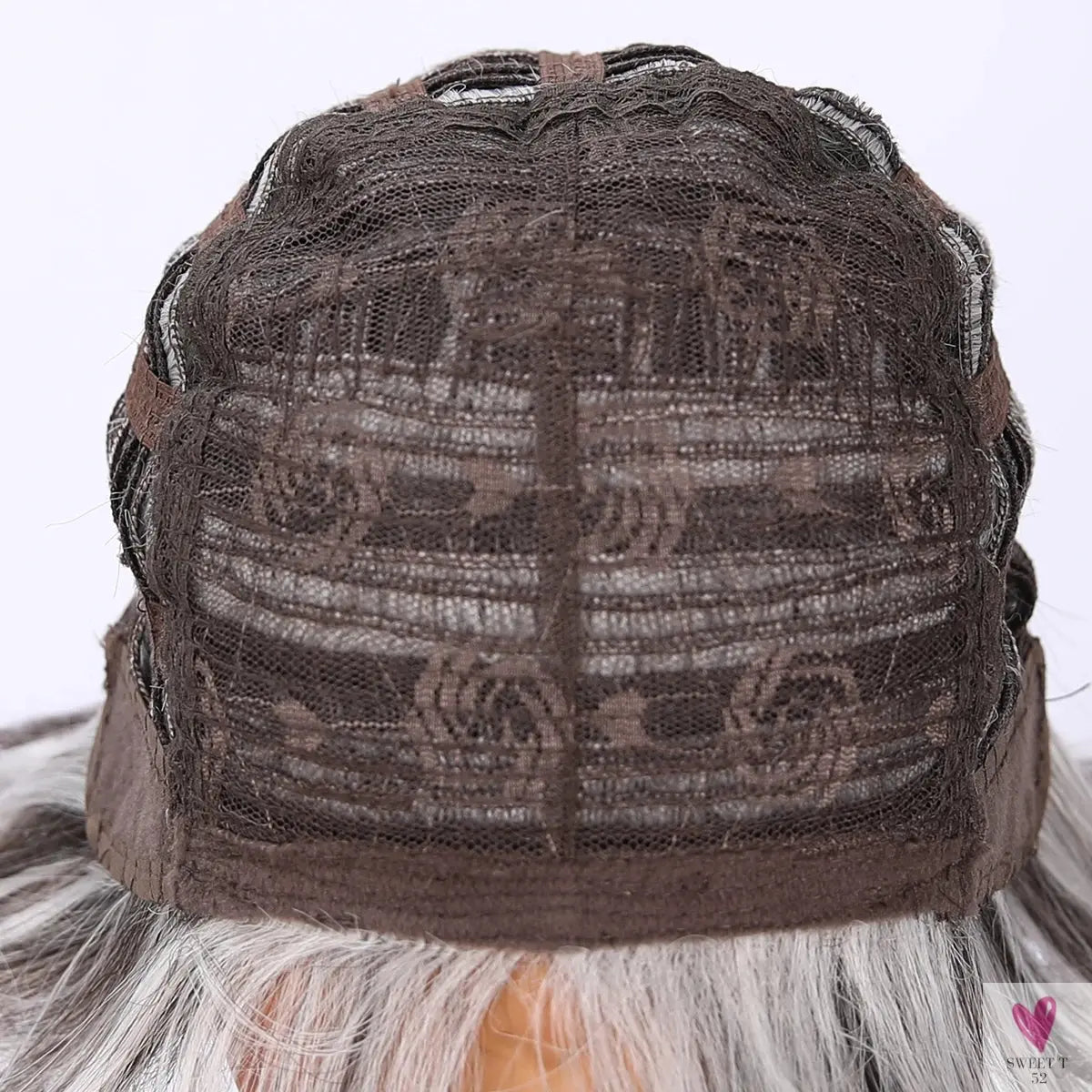 Vanilla Milk Tea White/Gray Wig with Bangs - Female Short Hair & Micro-Volume Transparent Synthetic Lace Sweet T 52