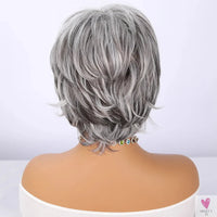 Vanilla Milk Tea White/Gray Wig with Bangs - Female Short Hair & Micro-Volume Transparent Synthetic Lace Sweet T 52