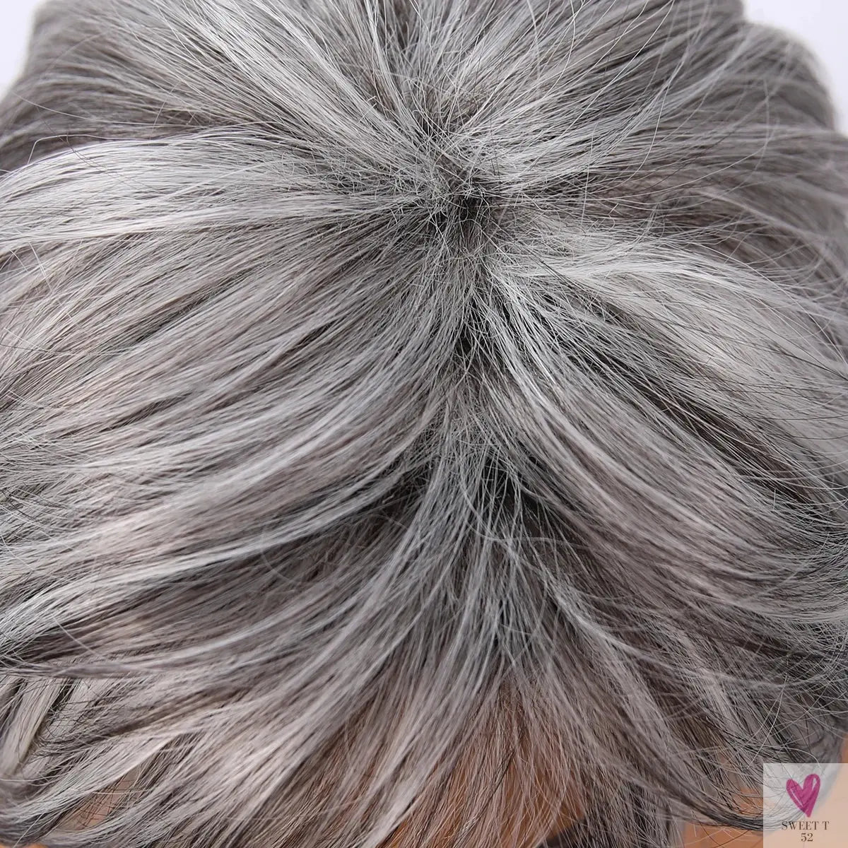 Vanilla Milk Tea White/Gray Wig with Bangs - Female Short Hair & Micro-Volume Transparent Synthetic Lace Sweet T 52