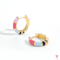 Vintage Enameled Flower Small Hoop Earrings - Trendy Geometric Statement, Round Circular Huggie Earrings for Women and Girls-earrings-SWEET T 52