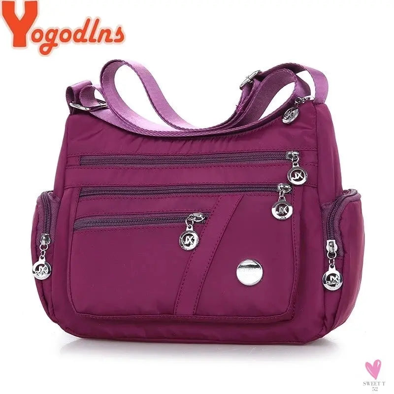Waterproof Shoulder Bag - Women's Casual Crossbody Bag - Multifunction Shopping Handbag Sweet T 52