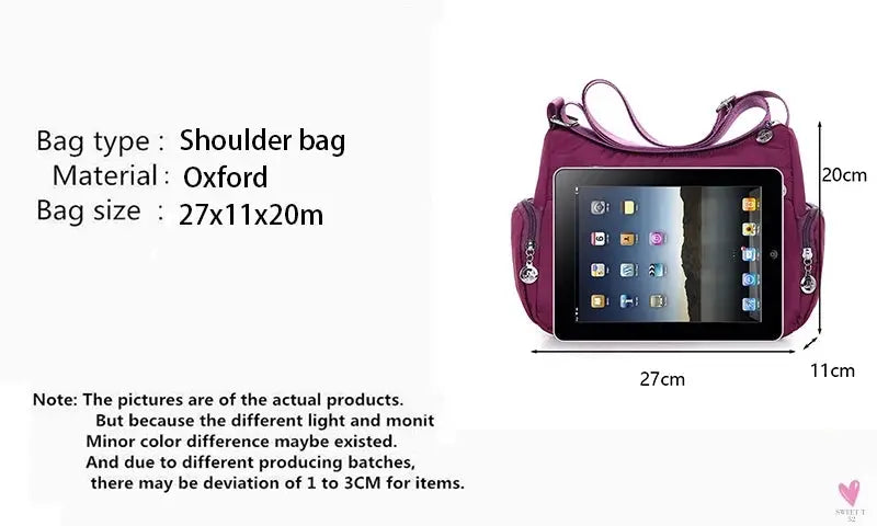 Waterproof Shoulder Bag - Women's Casual Crossbody Bag - Multifunction Shopping Handbag Sweet T 52