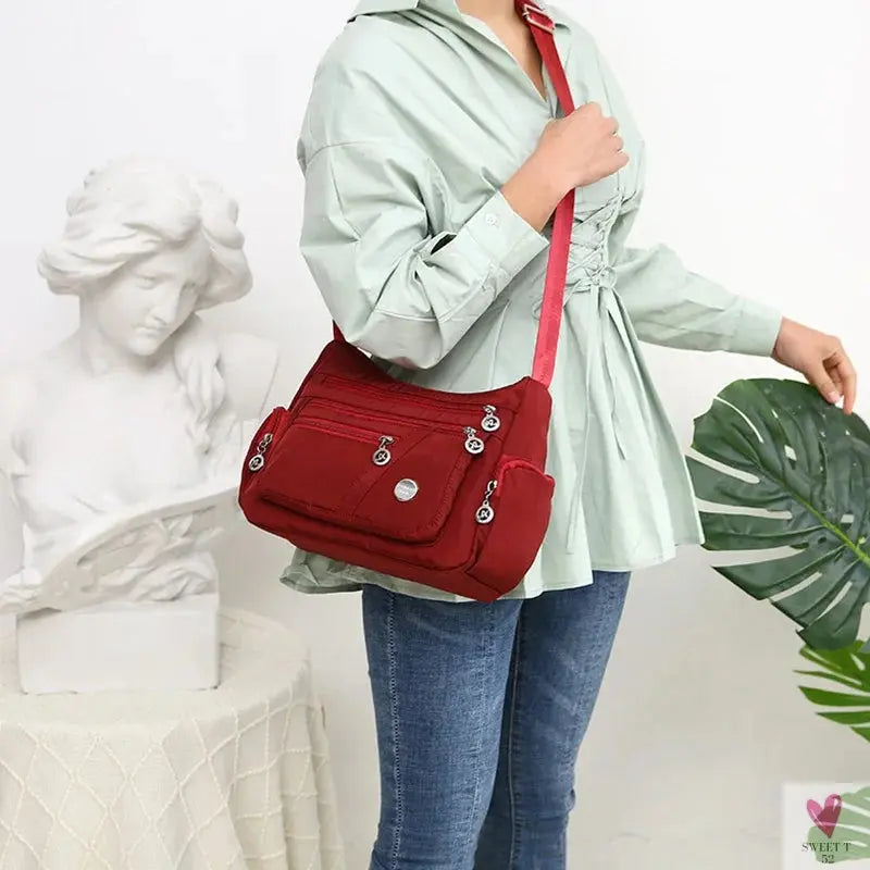 Waterproof Shoulder Bag - Women's Casual Crossbody Bag - Multifunction Shopping Handbag Sweet T 52