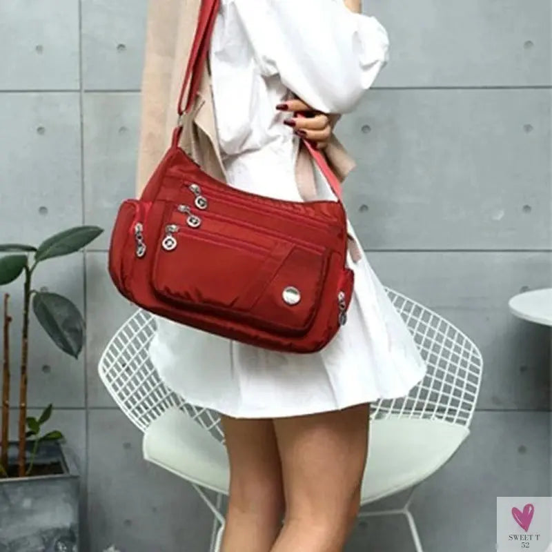 Waterproof Shoulder Bag - Women's Casual Crossbody Bag - Multifunction Shopping Handbag Sweet T 52