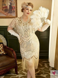 Women Party Dress 1920s Great Gatsby Flapper Dress V Neck Sleeveless Embellished Sequin Beaded Fringe Dress Vestidos Sweet T 52