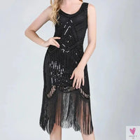 Women Party Dress 1920s Great Gatsby Flapper Dress V Neck Sleeveless Embellished Sequin Beaded Fringe Dress Vestidos Sweet T 52