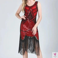 Women Party Dress 1920s Great Gatsby Flapper Dress V Neck Sleeveless Embellished Sequin Beaded Fringe Dress Vestidos Sweet T 52