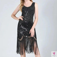 Women Party Dress 1920s Great Gatsby Flapper Dress V Neck Sleeveless Embellished Sequin Beaded Fringe Dress Vestidos Sweet T 52