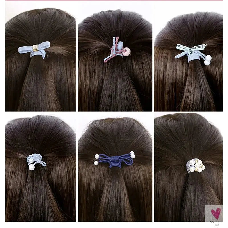 Women Scrunchy Elastic Hair Bands Ponytail Holder for Girl Rubber Rope Ties Gum Headwear Scrunchies Hair Accessories Ornaments SWEET T 52