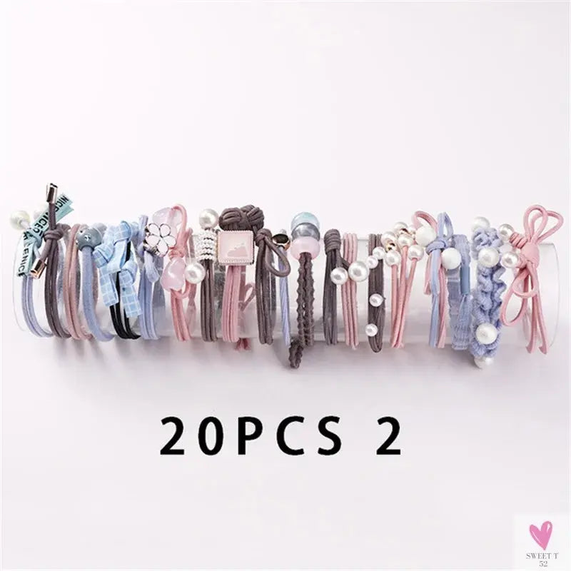 Women Scrunchy Elastic Hair Bands Ponytail Holder for Girl Rubber Rope Ties Gum Headwear Scrunchies Hair Accessories Ornaments SWEET T 52