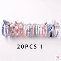 Women Scrunchy Elastic Hair Bands Ponytail Holder for Girl Rubber Rope Ties Gum Headwear Scrunchies Hair Accessories Ornaments SWEET T 52