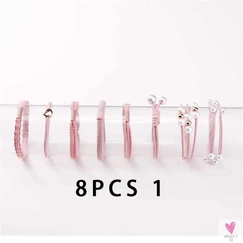 Women Scrunchy Elastic Hair Bands Ponytail Holder for Girl Rubber Rope Ties Gum Headwear Scrunchies Hair Accessories Ornaments SWEET T 52