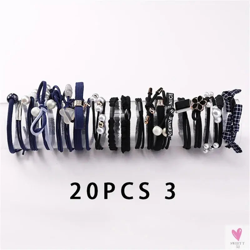 Women Scrunchy Elastic Hair Bands Ponytail Holder for Girl Rubber Rope Ties Gum Headwear Scrunchies Hair Accessories Ornaments SWEET T 52