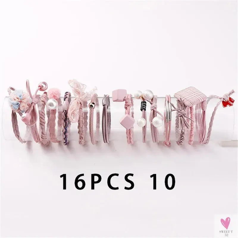 Women Scrunchy Elastic Hair Bands Ponytail Holder for Girl Rubber Rope Ties Gum Headwear Scrunchies Hair Accessories Ornaments SWEET T 52