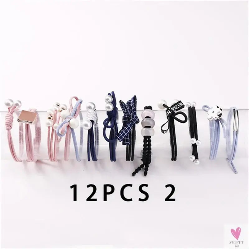 Women Scrunchy Elastic Hair Bands Ponytail Holder for Girl Rubber Rope Ties Gum Headwear Scrunchies Hair Accessories Ornaments SWEET T 52