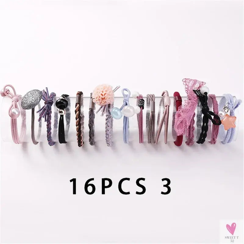Women Scrunchy Elastic Hair Bands Ponytail Holder for Girl Rubber Rope Ties Gum Headwear Scrunchies Hair Accessories Ornaments SWEET T 52