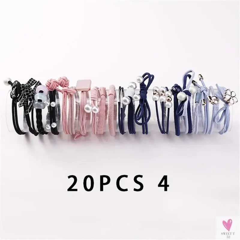 Women Scrunchy Elastic Hair Bands Ponytail Holder for Girl Rubber Rope Ties Gum Headwear Scrunchies Hair Accessories Ornaments SWEET T 52
