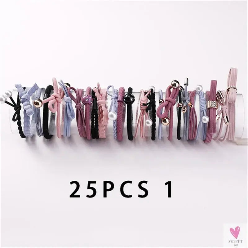 Women Scrunchy Elastic Hair Bands Ponytail Holder for Girl Rubber Rope Ties Gum Headwear Scrunchies Hair Accessories Ornaments SWEET T 52