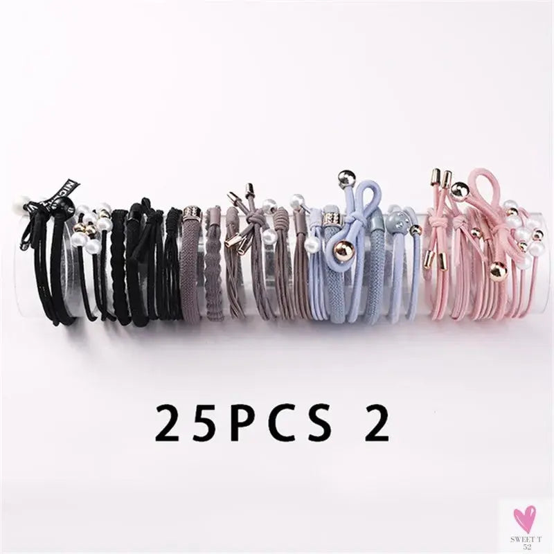 Women Scrunchy Elastic Hair Bands Ponytail Holder for Girl Rubber Rope Ties Gum Headwear Scrunchies Hair Accessories Ornaments SWEET T 52