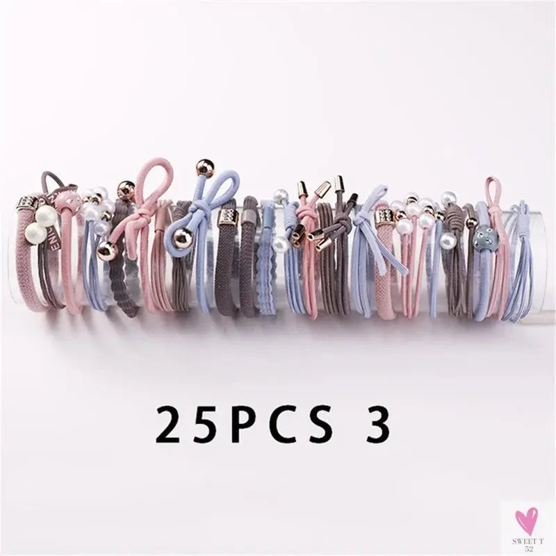 Women Scrunchy Elastic Hair Bands Ponytail Holder for Girl Rubber Rope Ties Gum Headwear Scrunchies Hair Accessories Ornaments SWEET T 52