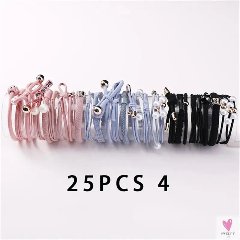 Women Scrunchy Elastic Hair Bands Ponytail Holder for Girl Rubber Rope Ties Gum Headwear Scrunchies Hair Accessories Ornaments SWEET T 52