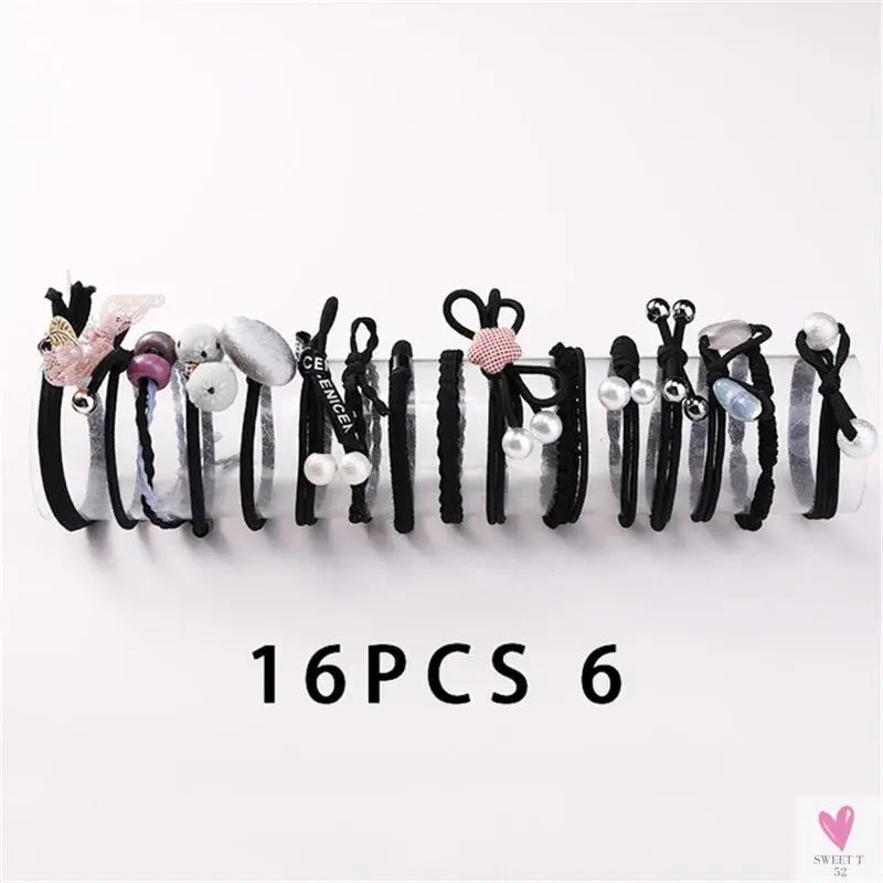 Women Scrunchy Elastic Hair Bands Ponytail Holder for Girl Rubber Rope Ties Gum Headwear Scrunchies Hair Accessories Ornaments SWEET T 52