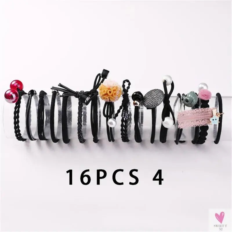 Women Scrunchy Elastic Hair Bands Ponytail Holder for Girl Rubber Rope Ties Gum Headwear Scrunchies Hair Accessories Ornaments SWEET T 52