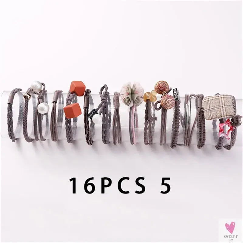 Women Scrunchy Elastic Hair Bands Ponytail Holder for Girl Rubber Rope Ties Gum Headwear Scrunchies Hair Accessories Ornaments SWEET T 52