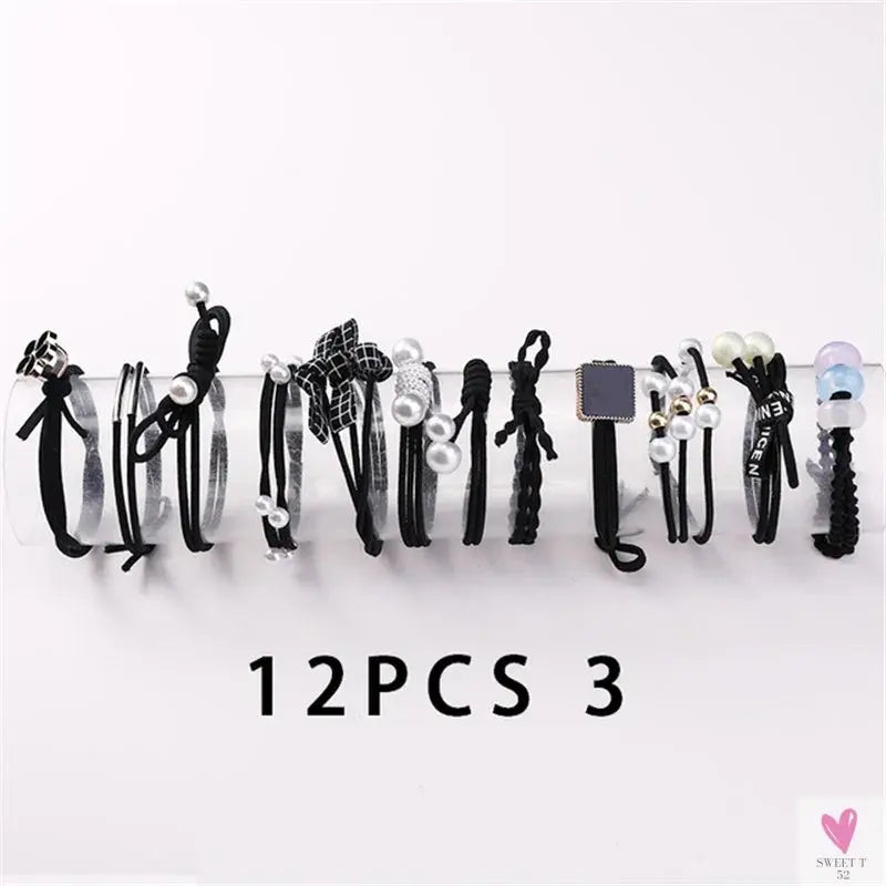 Women Scrunchy Elastic Hair Bands Ponytail Holder for Girl Rubber Rope Ties Gum Headwear Scrunchies Hair Accessories Ornaments SWEET T 52