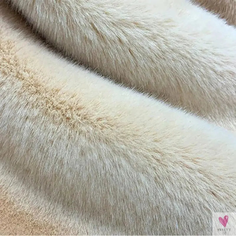 Women's Faux Rabbit Fur Coat, Luxury Long Fur Coat, Hooded OverCoat, Thick & Warm - Plus Sizes-Coats & Jackets-SWEET T 52