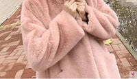 Women's Faux Rabbit Fur Coat, Luxury Long Fur Coat, Hooded OverCoat, Thick & Warm - Plus Sizes-Coats & Jackets-SWEET T 52