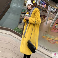 Women's Faux Rabbit Fur Coat, Luxury Long Fur Coat, Hooded OverCoat, Thick & Warm - Plus Sizes-Coats & Jackets-SWEET T 52