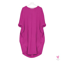 Women's Loose  Long Sleeved Summer Plus Size Pink color Dress SWEET T 52