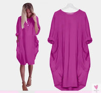 Women's Loose  Long Sleeved Summer Plus Size Pink color Dress SWEET T 52