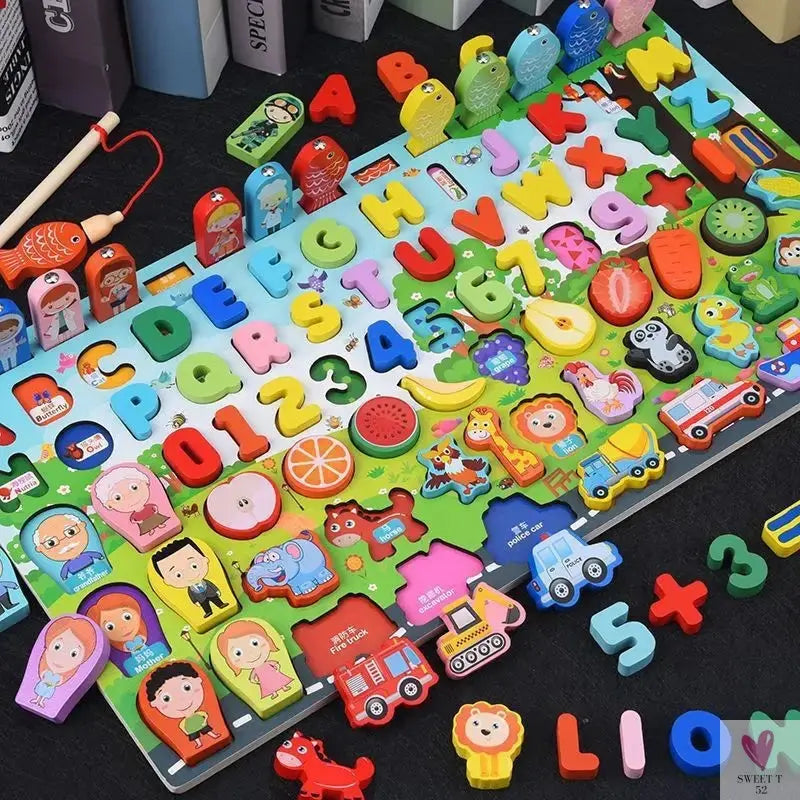 Wooden Montessori Toys - Kids Busy Board, Animal, Math, Fishing, Numbers Matching, Digital, Shapes - Educational Toys For Children-Toy-SWEET T 52