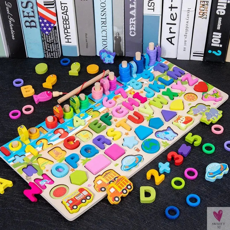 Wooden Montessori Toys - Kids Busy Board, Animal, Math, Fishing, Numbers Matching, Digital, Shapes - Educational Toys For Children-Toy-SWEET T 52