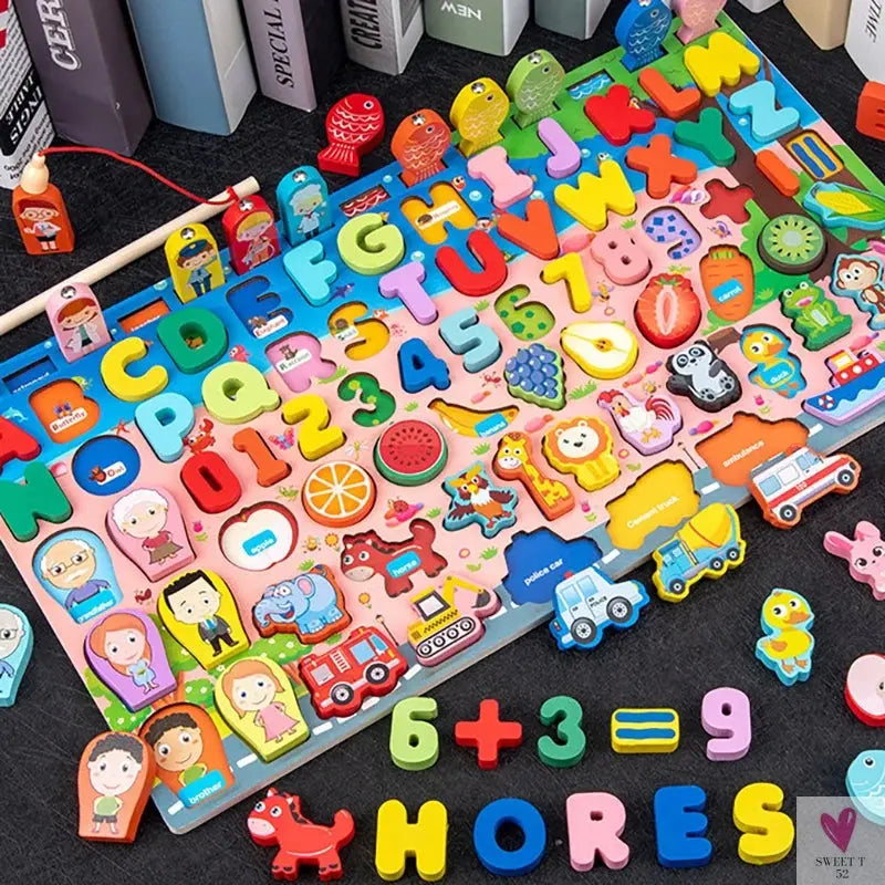 Wooden Montessori Toys - Kids Busy Board, Animal, Math, Fishing, Numbers Matching, Digital, Shapes - Educational Toys For Children-Toy-SWEET T 52
