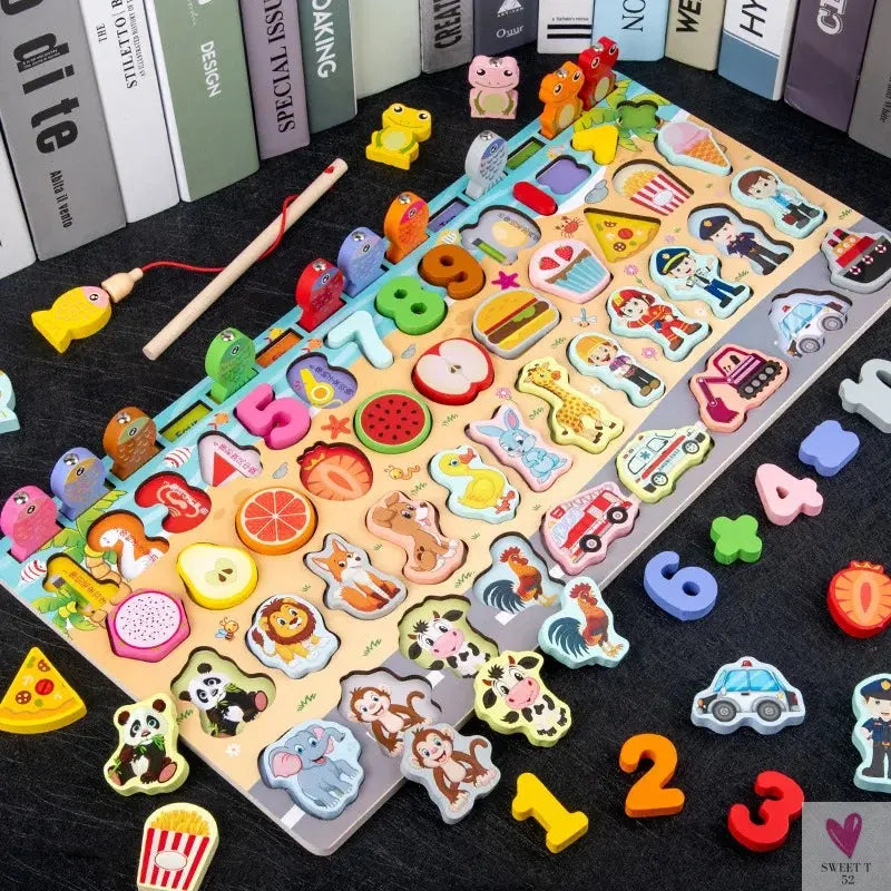 Wooden Montessori Toys - Kids Busy Board, Animal, Math, Fishing, Numbers Matching, Digital, Shapes - Educational Toys For Children-Toy-SWEET T 52