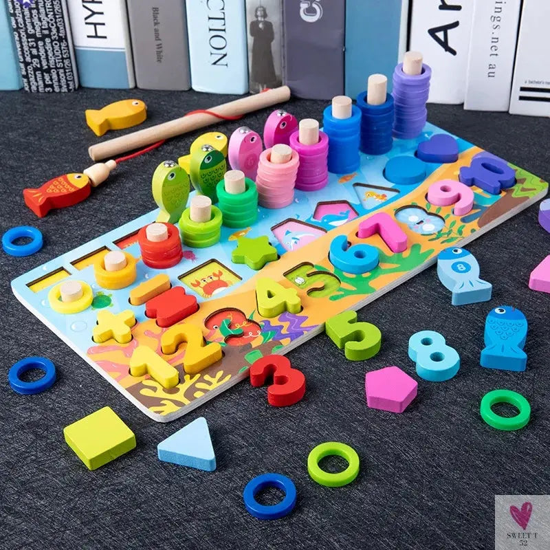 Wooden Montessori Toys - Kids Busy Board, Animal, Math, Fishing, Numbers Matching, Digital, Shapes - Educational Toys For Children-Toy-SWEET T 52