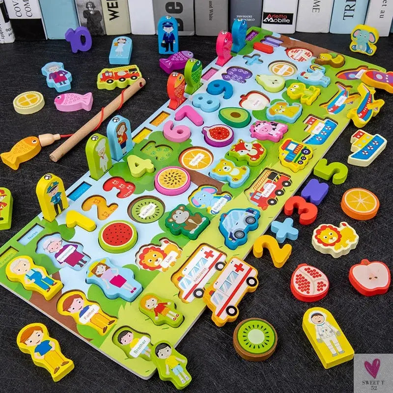 Wooden Montessori Toys - Kids Busy Board, Animal, Math, Fishing, Numbers Matching, Digital, Shapes - Educational Toys For Children-Toy-SWEET T 52
