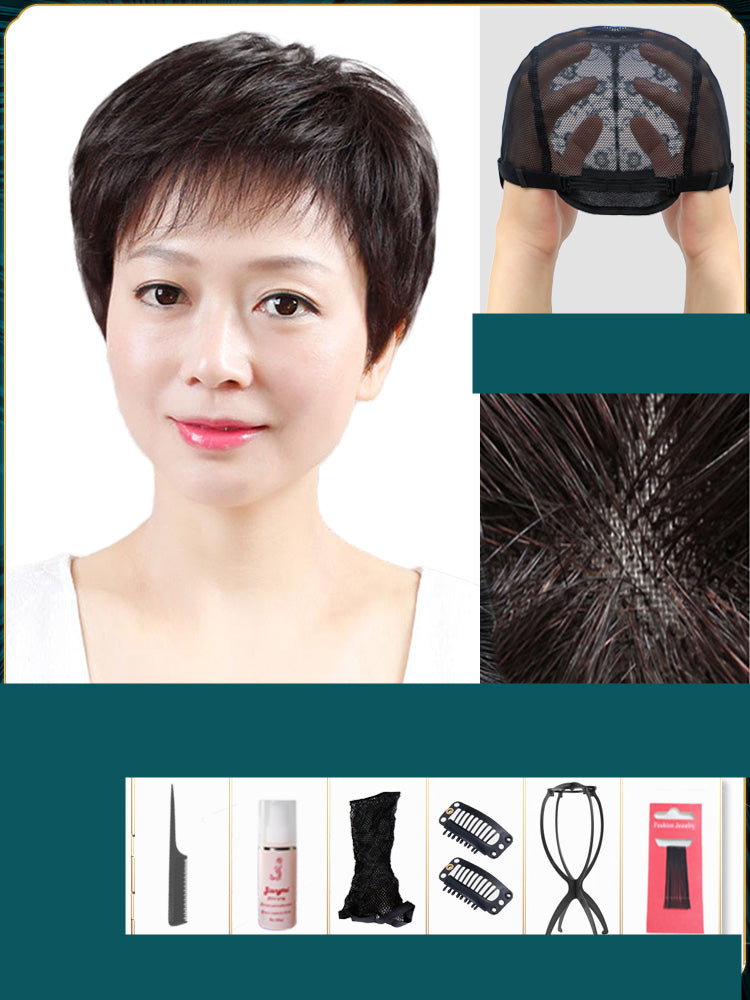 Full Pixie Cut Wig for Women, Short, Real Human Hair