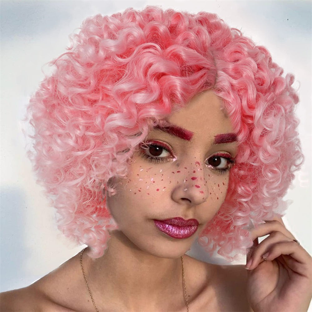 Multicolor Wigs for Women - Afro Jerry Curly Wigs in Mixed Gray, Black, Brown, Red Wine, etc.